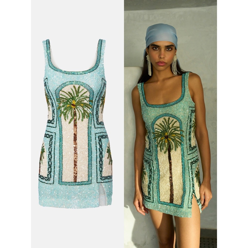 NWT La Fuori Palm Jumeirah Embroidered Mini Dress $1,105 - Size Large